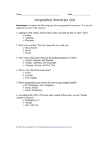 Geographical Stereotypes Quiz